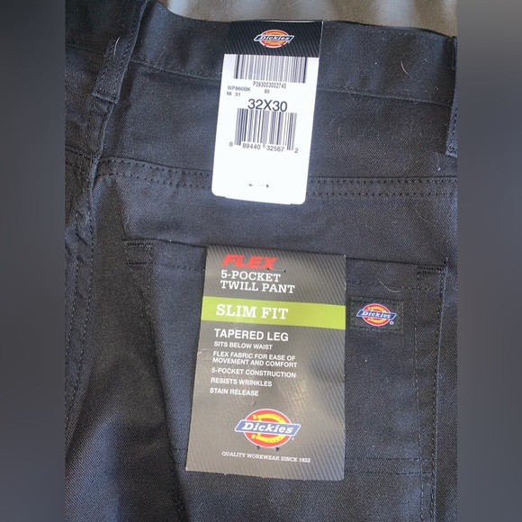 NWT! DICKIES Flex 5 Pocket Twill Pants Tapered Leg Blk 32X30 - Picture 4 of 9